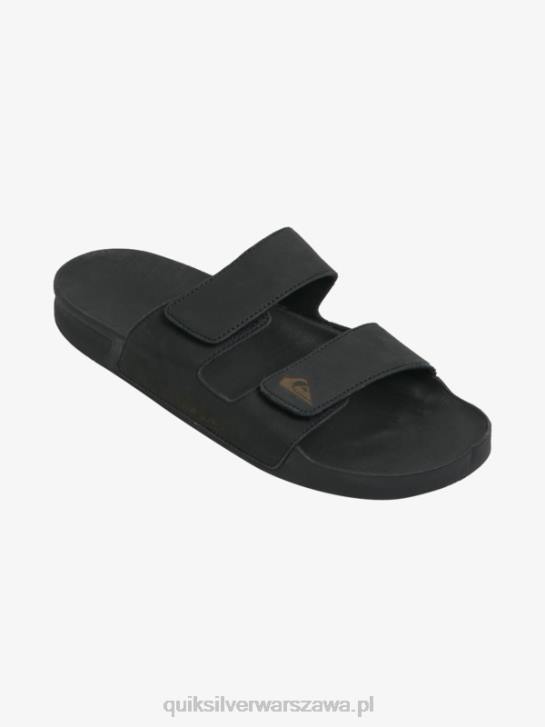 mężczyźni Quiksilver Skórzane sandały Rivi z podwójną regulacją 4DBV1286 czarny