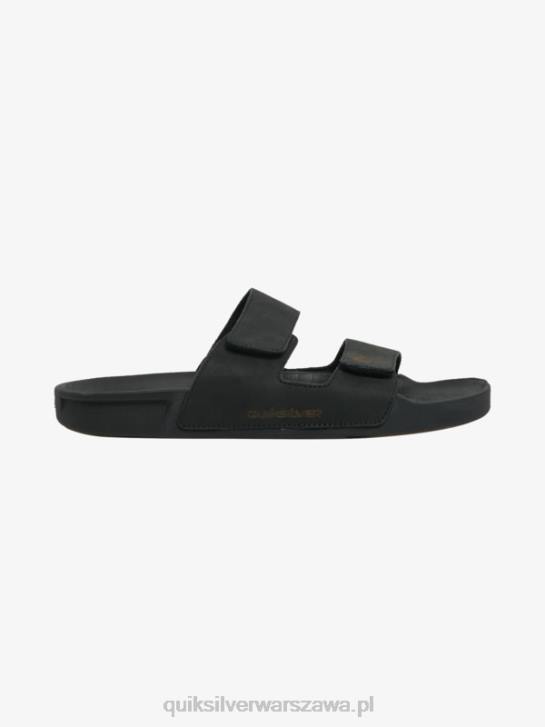 mężczyźni Quiksilver Skórzane sandały Rivi z podwójną regulacją 4DBV1286 czarny