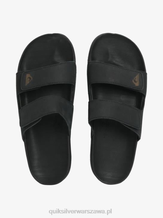 mężczyźni Quiksilver Skórzane sandały Rivi z podwójną regulacją 4DBV1286 czarny