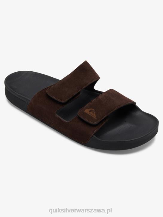 mężczyźni Quiksilver Skórzane sandały Rivi z podwójną regulacją 4DBV1287 brązowo-czarny