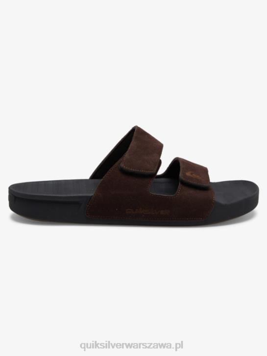 mężczyźni Quiksilver Skórzane sandały Rivi z podwójną regulacją 4DBV1287 brązowo-czarny