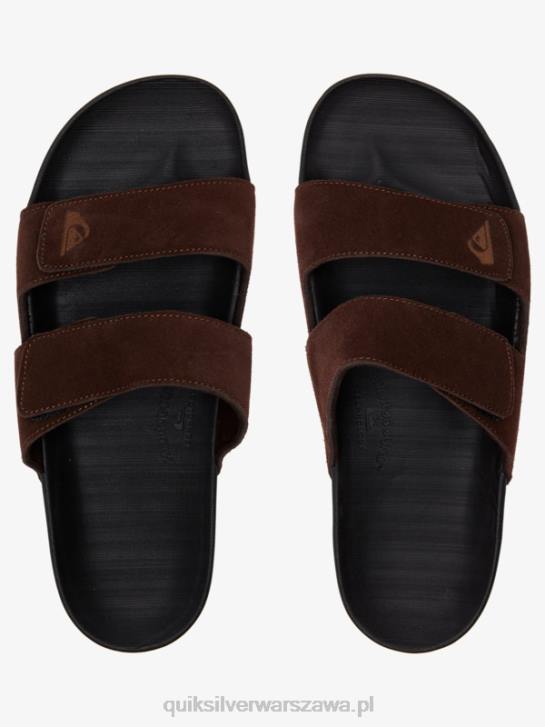 mężczyźni Quiksilver Skórzane sandały Rivi z podwójną regulacją 4DBV1287 brązowo-czarny