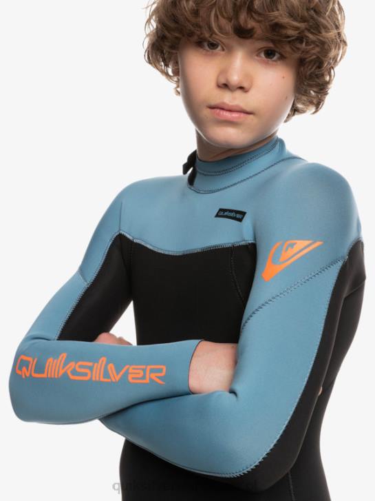 chłopcy Quiksilver 8-16 3/2mm pianka do codziennych sesji z suwakiem z tyłu 4DBV2223 czarny/prowincjonalny niebieski
