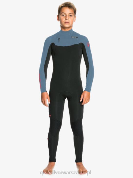 chłopcy Quiksilver 8-16 4/3 codziennych sesji pianka z suwakiem z tyłu 4DBV2226 czarny/prowincjonalny niebieski