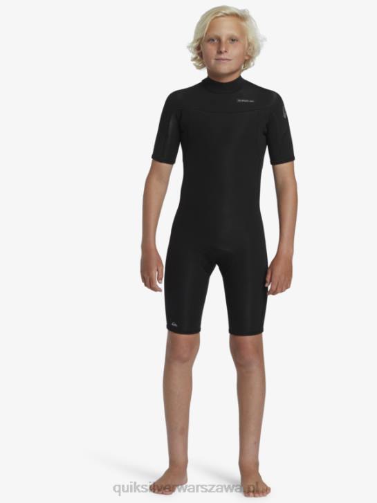 chłopcy Quiksilver 8-16 Kombinezon wiosenny z krótkimi rękawami i zamkiem błyskawicznym na co dzień 2/2 mm 4DBV2040 czarny