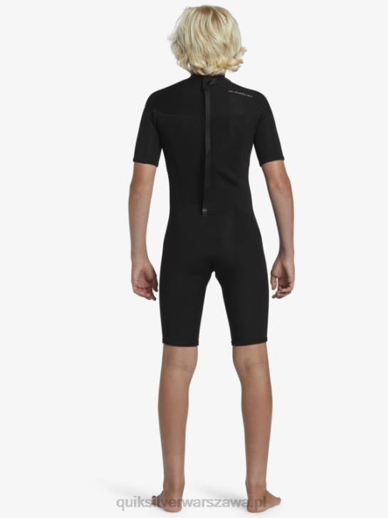 chłopcy Quiksilver 8-16 Kombinezon wiosenny z krótkimi rękawami i zamkiem błyskawicznym na co dzień 2/2 mm 4DBV2040 czarny