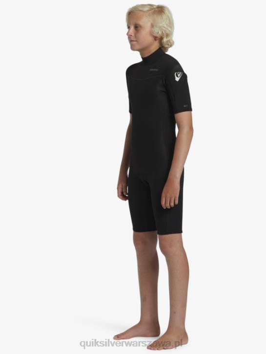chłopcy Quiksilver 8-16 Kombinezon wiosenny z krótkimi rękawami i zamkiem błyskawicznym na co dzień 2/2 mm 4DBV2040 czarny