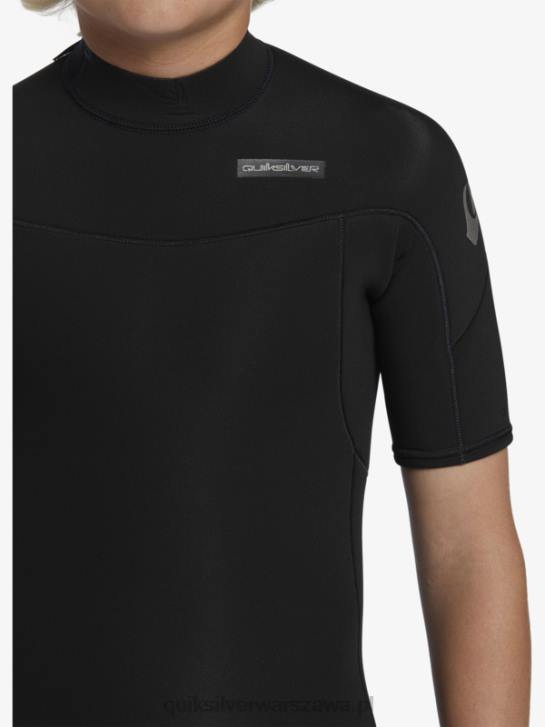 chłopcy Quiksilver 8-16 Kombinezon wiosenny z krótkimi rękawami i zamkiem błyskawicznym na co dzień 2/2 mm 4DBV2040 czarny