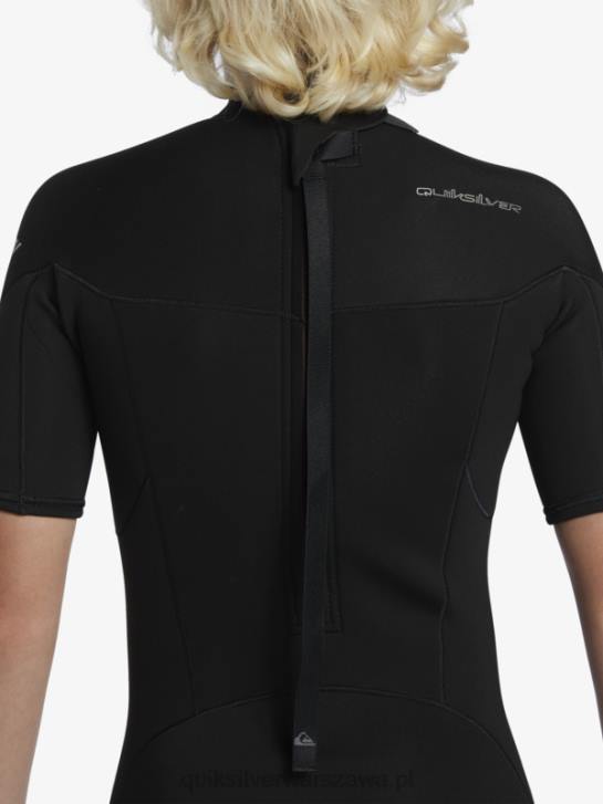 chłopcy Quiksilver 8-16 Kombinezon wiosenny z krótkimi rękawami i zamkiem błyskawicznym na co dzień 2/2 mm 4DBV2040 czarny