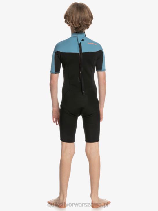 chłopcy Quiksilver 8-16 Kombinezon wiosenny z krótkimi rękawami i zamkiem błyskawicznym na co dzień 2/2 mm 4DBV2041 czarny/prowincjonalny niebieski