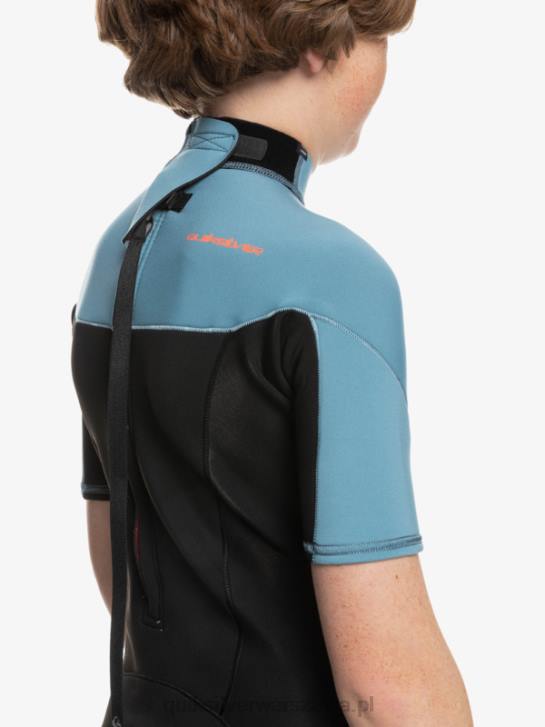 chłopcy Quiksilver 8-16 Kombinezon wiosenny z krótkimi rękawami i zamkiem błyskawicznym na co dzień 2/2 mm 4DBV2041 czarny/prowincjonalny niebieski