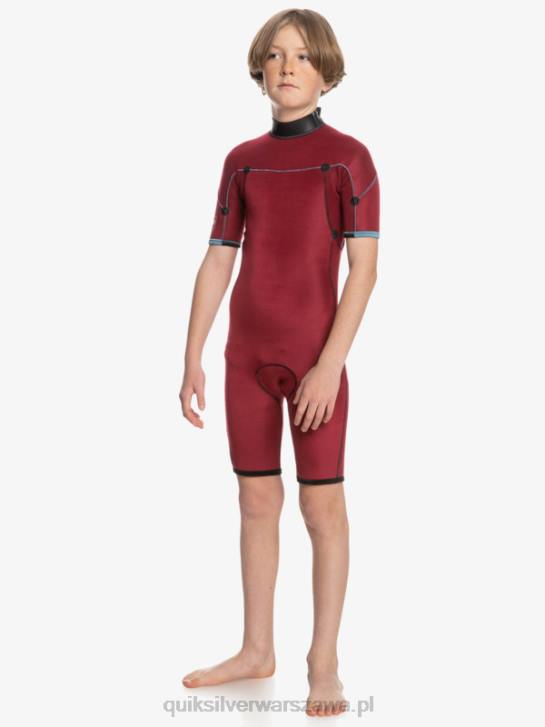 chłopcy Quiksilver 8-16 Kombinezon wiosenny z krótkimi rękawami i zamkiem błyskawicznym na co dzień 2/2 mm 4DBV2041 czarny/prowincjonalny niebieski