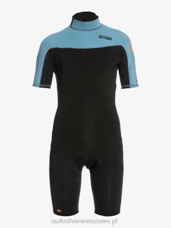 chłopcy Quiksilver 8-16 Kombinezon wiosenny z krótkimi rękawami i zamkiem błyskawicznym na co dzień 2/2 mm 4DBV2041 czarny/prowincjonalny niebieski