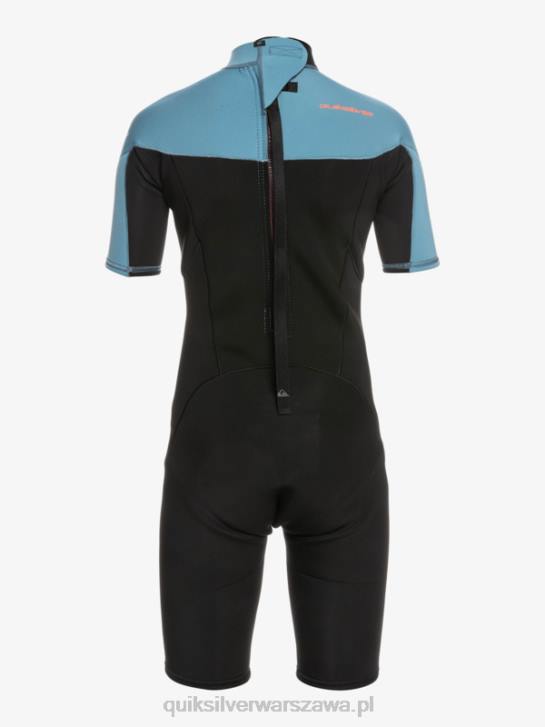 chłopcy Quiksilver 8-16 Kombinezon wiosenny z krótkimi rękawami i zamkiem błyskawicznym na co dzień 2/2 mm 4DBV2041 czarny/prowincjonalny niebieski