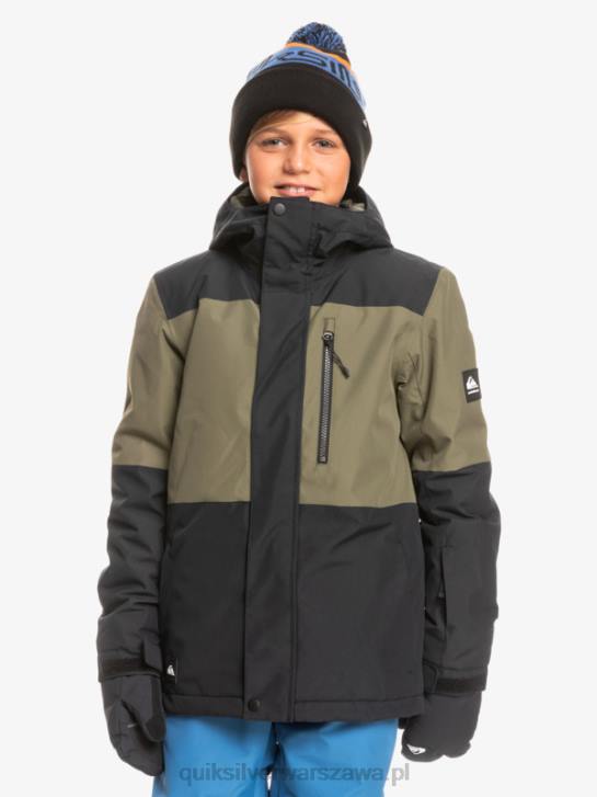 chłopcy Quiksilver Techniczna kurtka śnieżna 8-16 Mission Block 4DBV2337 prawdziwa czerń