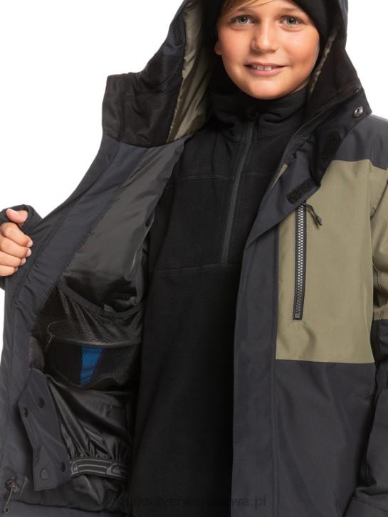 chłopcy Quiksilver Techniczna kurtka śnieżna 8-16 Mission Block 4DBV2337 prawdziwa czerń
