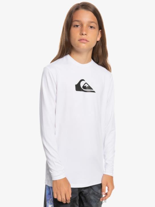 chłopcy Quiksilver 8-16 Solid Smuga Ls Youth l/sl koszulka surfingowa 4DBV2118 biały