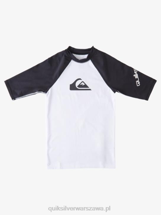 chłopcy Quiksilver 8-16 cały czas z krótkim rękawem upf 50 rashguard 4DBV2245 biało-czarny
