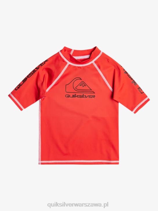chłopcy Quiksilver Rashguard 2-7 on tour z krótkim rękawem upf 50 4DBV2116 czerwone ryzyko