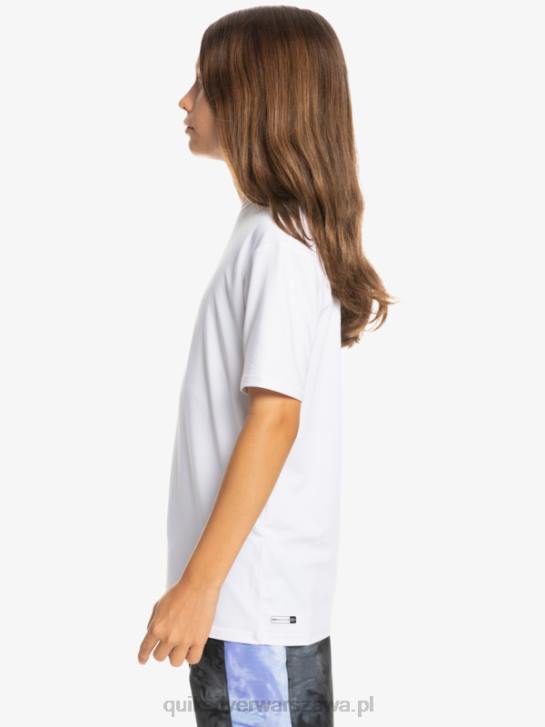chłopcy Quiksilver T-shirt surfingowy 8-16 solid smuga z krótkim rękawem i upf 50 4DBV2132 biały