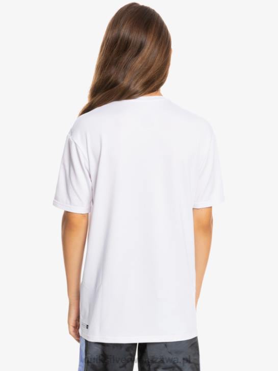 chłopcy Quiksilver T-shirt surfingowy 8-16 solid smuga z krótkim rękawem i upf 50 4DBV2132 biały