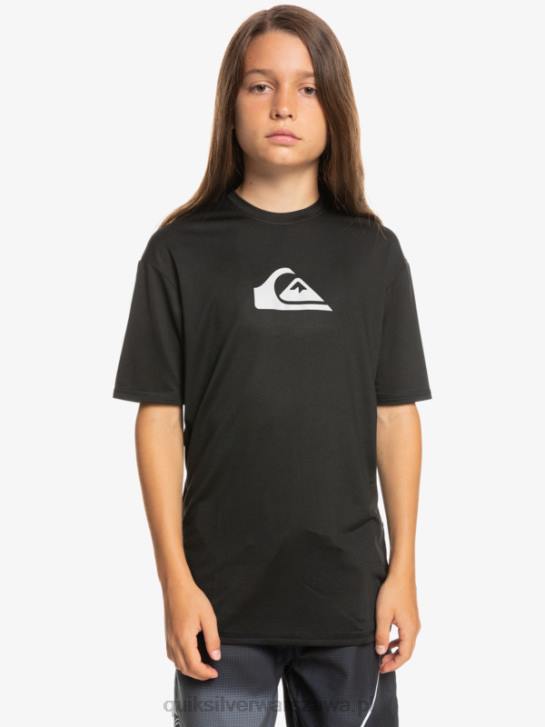 chłopcy Quiksilver T-shirt surfingowy 8-16 solid smuga z krótkim rękawem i upf 50 4DBV2134 czarny