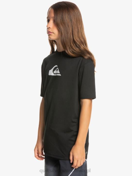 chłopcy Quiksilver T-shirt surfingowy 8-16 solid smuga z krótkim rękawem i upf 50 4DBV2134 czarny