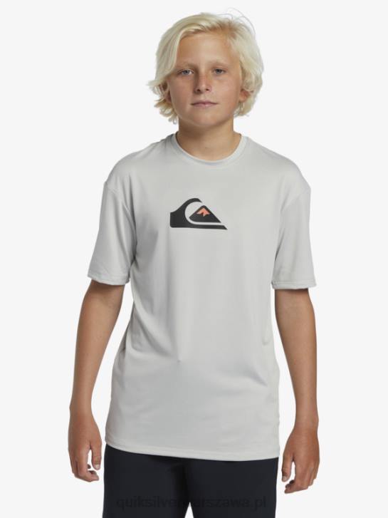 chłopcy Quiksilver T-shirt surfingowy 8-16 solid smuga z krótkim rękawem i upf 50 4DBV2135 szary fiolet