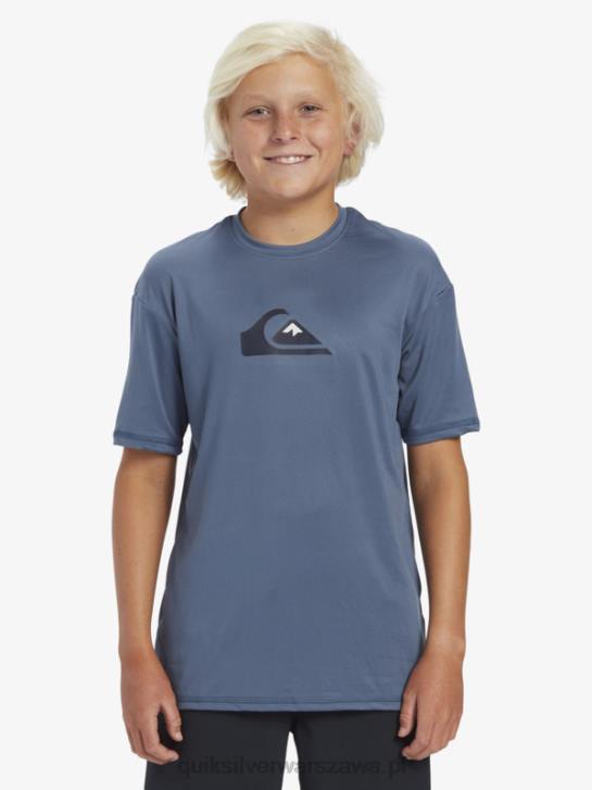 chłopcy Quiksilver T-shirt surfingowy 8-16 solid smuga z krótkim rękawem i upf 50 4DBV2136 morze Beringa