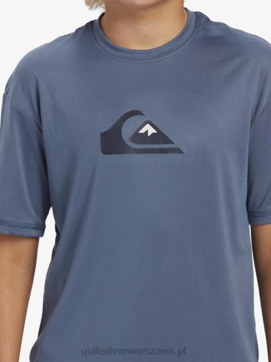 chłopcy Quiksilver T-shirt surfingowy 8-16 solid smuga z krótkim rękawem i upf 50 4DBV2136 morze Beringa