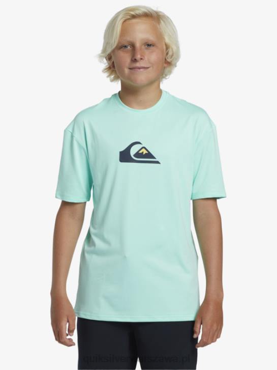 chłopcy Quiksilver T-shirt surfingowy 8-16 solid smuga z krótkim rękawem i upf 50 4DBV2137 szkło plażowe