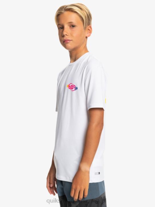 chłopcy Quiksilver T-shirt surfingowy radykalnie upf 50 8-16 4DBV2010 biały