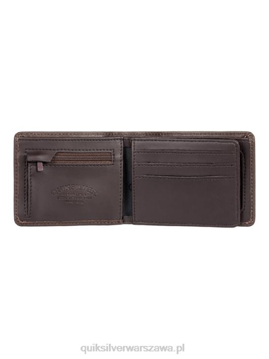 mężczyźni Quiksilver potrójnie składany skórzany portfel mac 4DBV1222 czekoladowy brąz