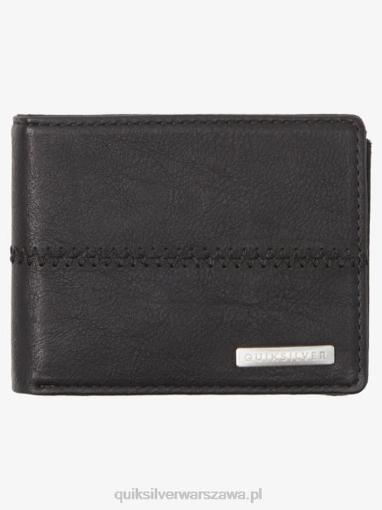 mężczyźni Quiksilver zszyty potrójnie składany portfel 4DBV906 czarny czarny