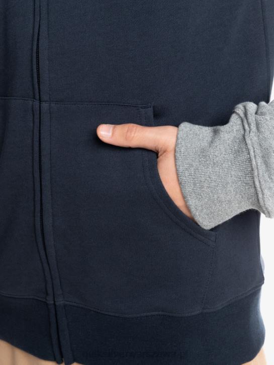 mężczyźni Quiksilver Essentials zapinana na zamek bluza z kapturem 4DBV1514 jasnoszary melanż/czarny