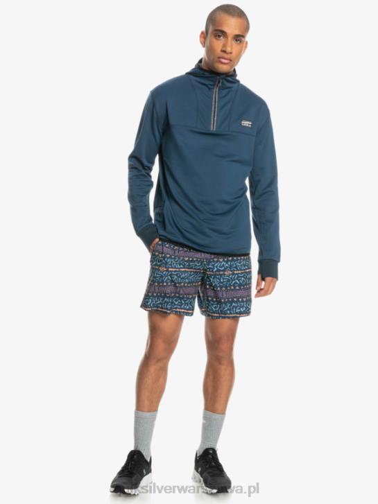 mężczyźni Quiksilver bluza polarowa z kapturem i zamkiem ćwiartkowym o stromej końcówce 4DBV1873 insygnia niebieskie