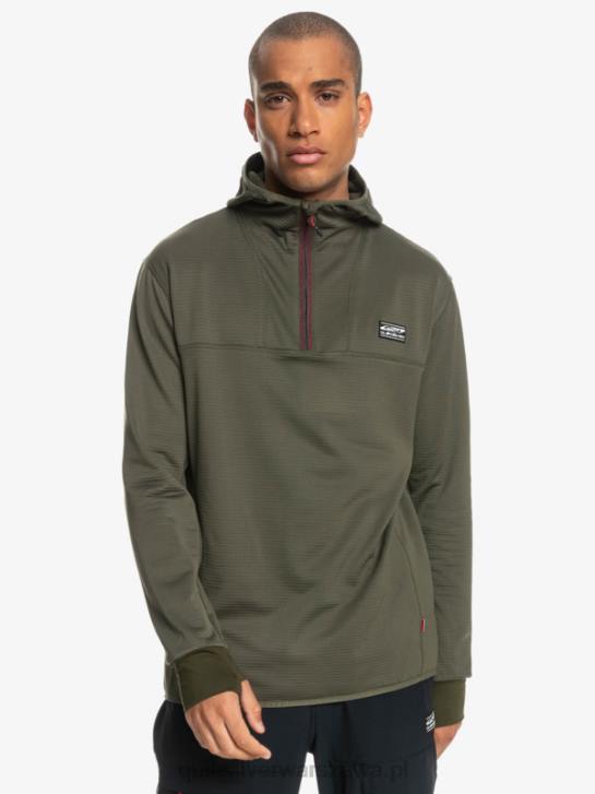 mężczyźni Quiksilver bluza polarowa z kapturem i zamkiem ćwiartkowym o stromej końcówce 4DBV1874 liść winogronowy