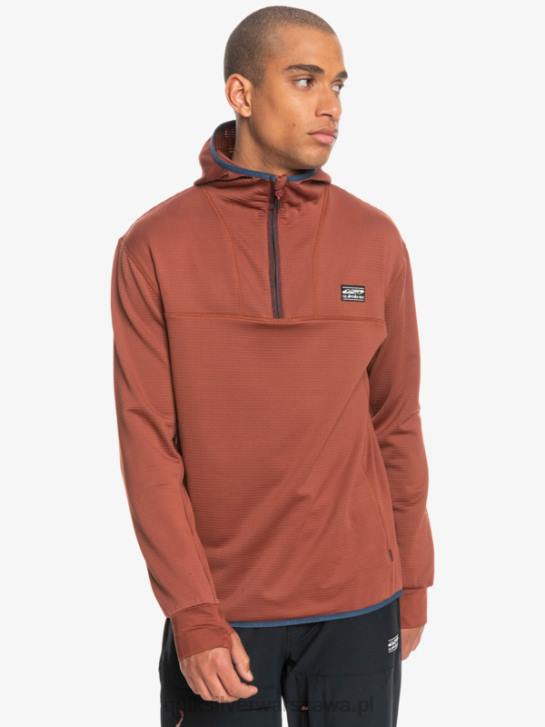 mężczyźni Quiksilver bluza polarowa z kapturem i zamkiem ćwiartkowym o stromej końcówce 4DBV1875 mahoń