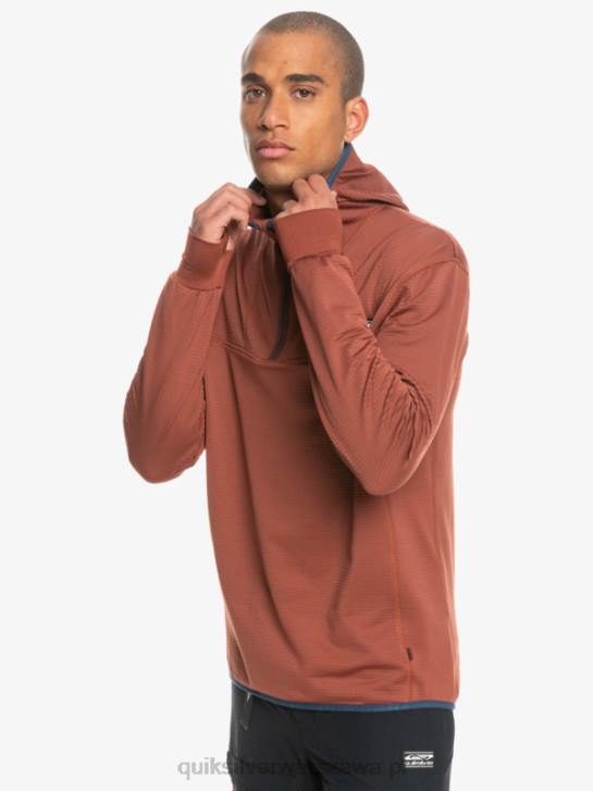 mężczyźni Quiksilver bluza polarowa z kapturem i zamkiem ćwiartkowym o stromej końcówce 4DBV1875 mahoń