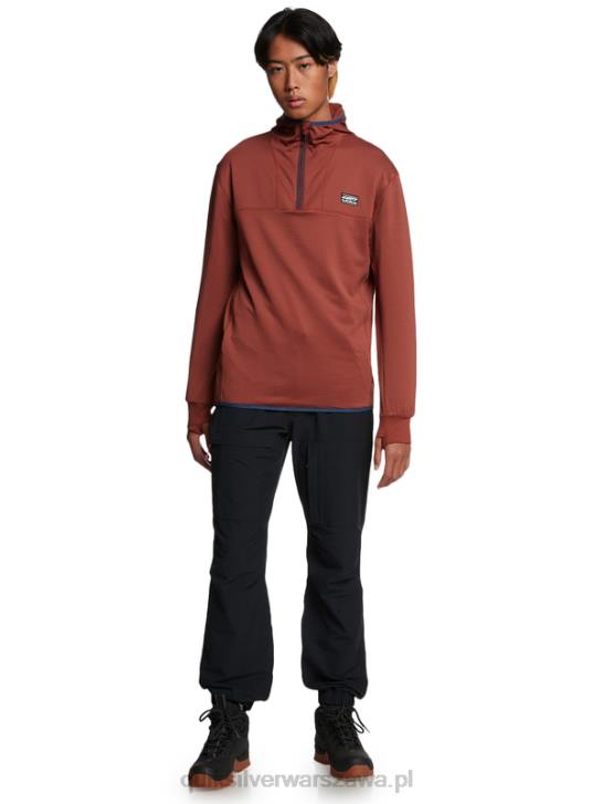 mężczyźni Quiksilver bluza polarowa z kapturem i zamkiem ćwiartkowym o stromej końcówce 4DBV1875 mahoń