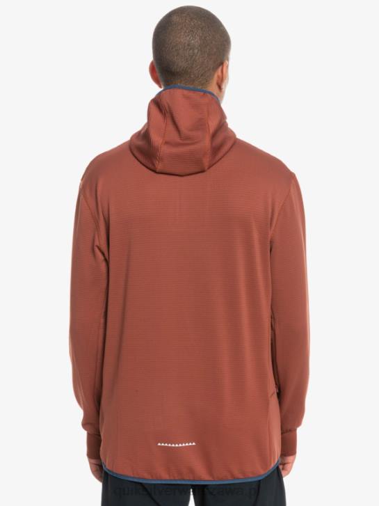 mężczyźni Quiksilver bluza polarowa z kapturem i zamkiem ćwiartkowym o stromej końcówce 4DBV1875 mahoń