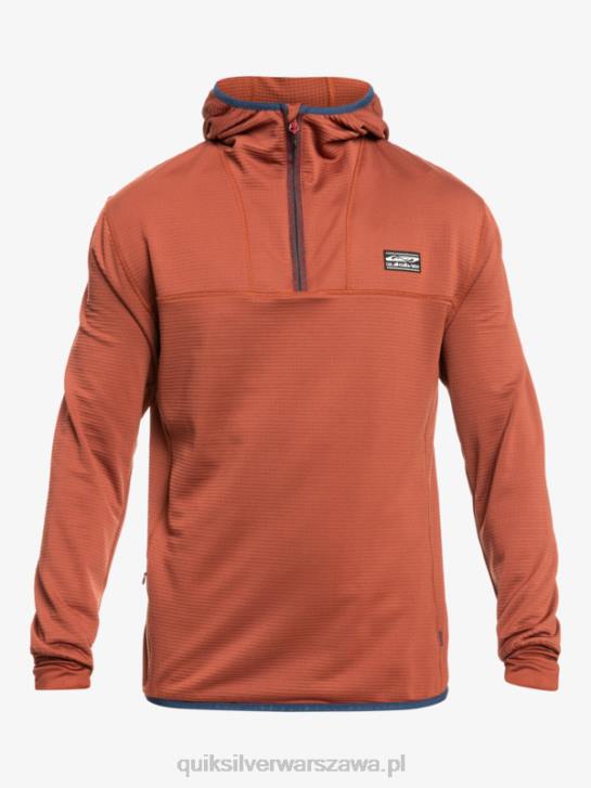 mężczyźni Quiksilver bluza polarowa z kapturem i zamkiem ćwiartkowym o stromej końcówce 4DBV1875 mahoń