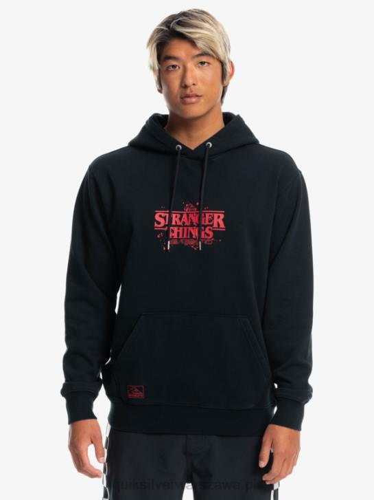 mężczyźni Quiksilver x Stranger Oficjalna bluza z kapturem z logo rzeczy 4DBV1806 czarny