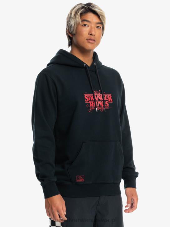 mężczyźni Quiksilver x Stranger Oficjalna bluza z kapturem z logo rzeczy 4DBV1806 czarny