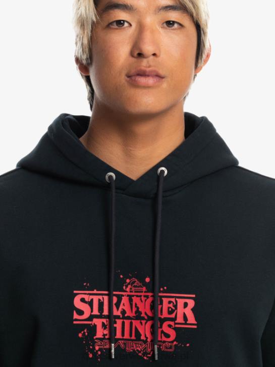 mężczyźni Quiksilver x Stranger Oficjalna bluza z kapturem z logo rzeczy 4DBV1806 czarny