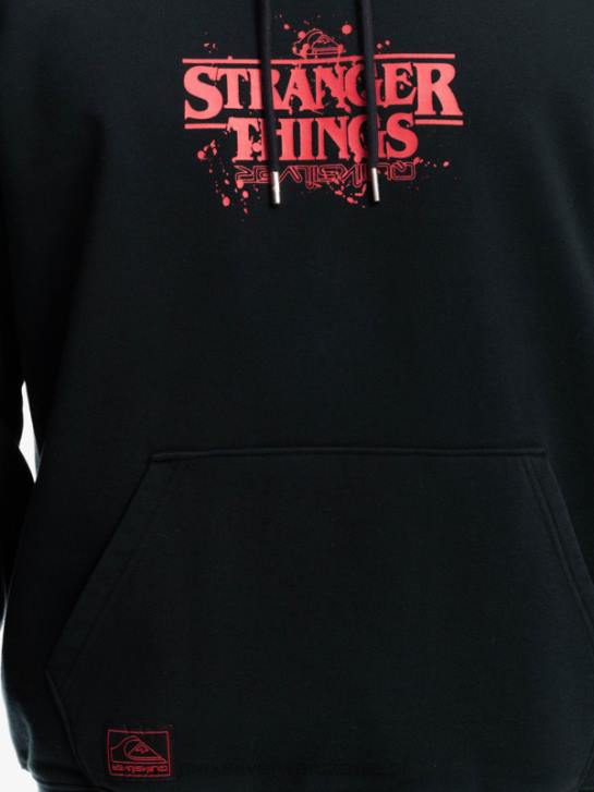 mężczyźni Quiksilver x Stranger Oficjalna bluza z kapturem z logo rzeczy 4DBV1806 czarny