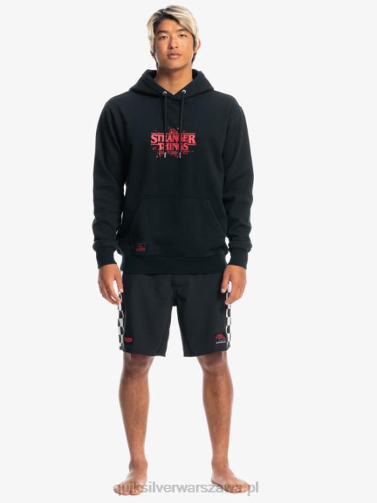 mężczyźni Quiksilver x Stranger Oficjalna bluza z kapturem z logo rzeczy 4DBV1806 czarny