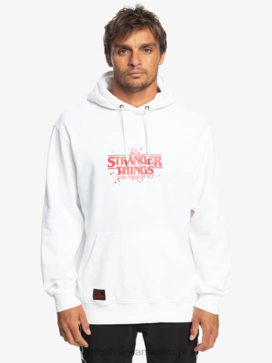 mężczyźni Quiksilver x Stranger Oficjalna bluza z kapturem z logo rzeczy 4DBV1807 biały