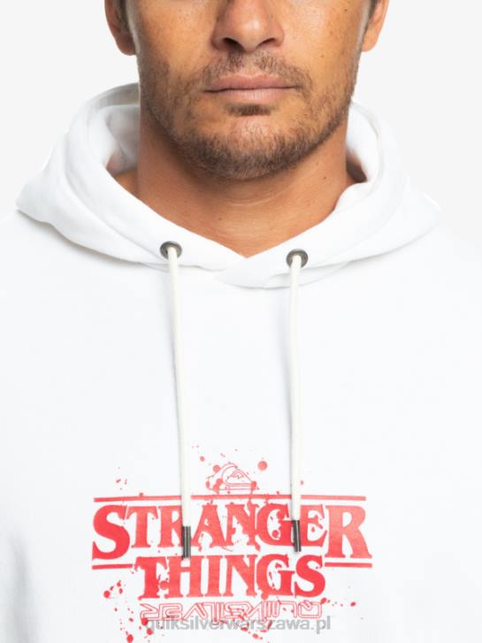 mężczyźni Quiksilver x Stranger Oficjalna bluza z kapturem z logo rzeczy 4DBV1807 biały
