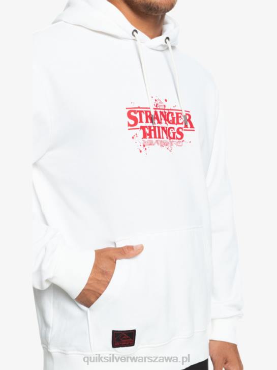 mężczyźni Quiksilver x Stranger Oficjalna bluza z kapturem z logo rzeczy 4DBV1807 biały